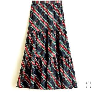 J Crew Tiered Maxi Skirt in Stewart Plaid Taffeta